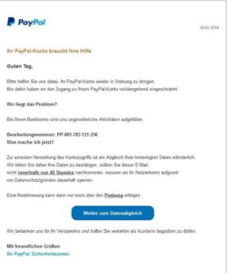 PayPal-Phishing (Screenshot einer Leserin)
