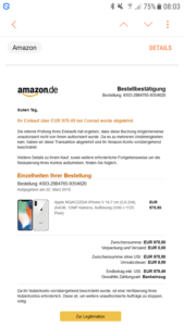 Fake-Amazon-Bestellung (Quelle: Screenshot)