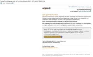 Amazon: Benachrichtigung vom Sicherheitsdienst?! (Screenshot)