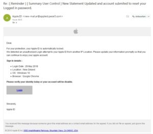 Apple-Phishing: "New Statement Updated" (Screenshot)